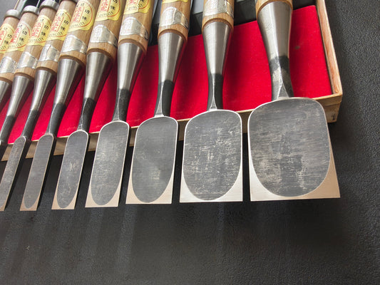 Vintage Chisel Set Minamoto Nobusada Oire Nomi 10pcs | Made in Japan | Unused