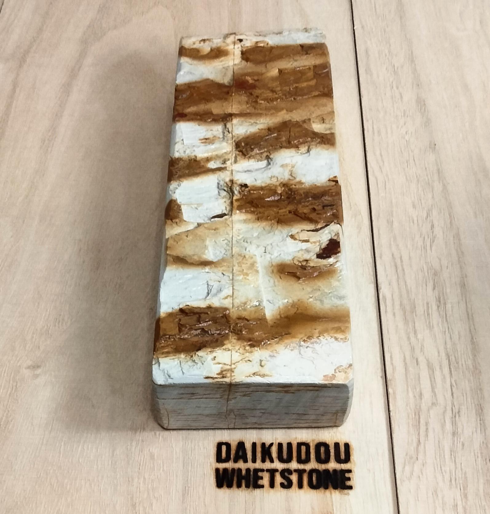 Shohonzan White  Tenjo Suita 1175g – Soft Japanese Natural Whetstone with Golden Renge Pattern | Finishing Stone for Knife