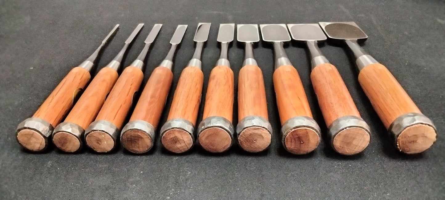 Vintage Chisel Set Motomiya Yoshimasa Oire Nomi 10pcs | Made in Japan | Unused