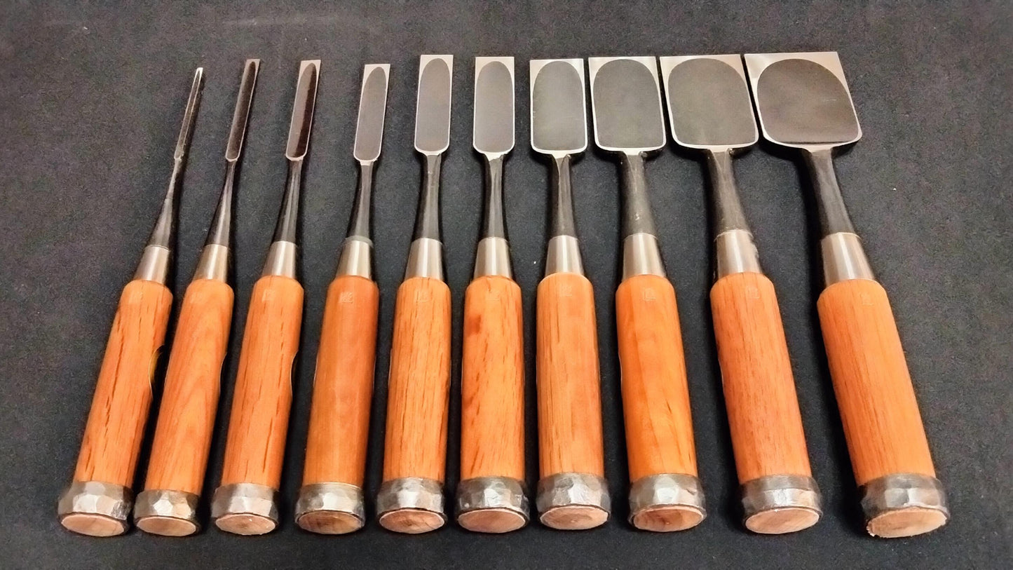 Vintage Chisel Set Motomiya Yoshimasa Oire Nomi 10pcs | Made in Japan | Unused