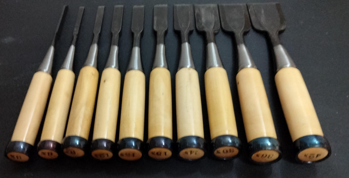 Vintage Chisel Set Kitsune Oire Nomi 10pcs | Made in Japan | Unused