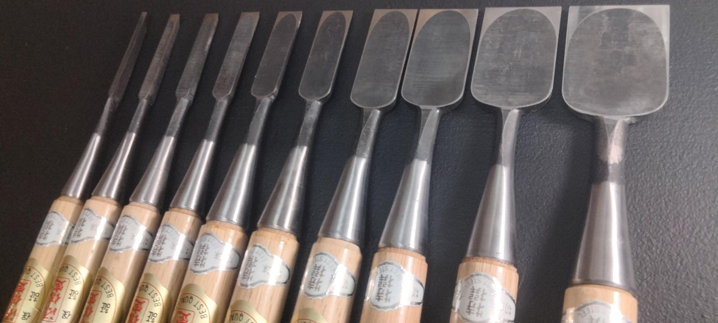 Vintage Chisel Set Minamoto Nobusada Oire Nomi 10pcs | Made in Japan | Unused