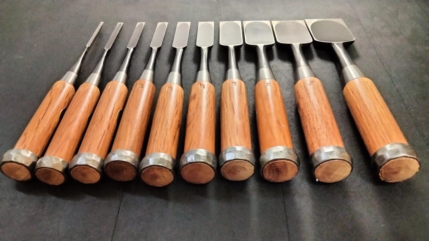 Vintage Chisel Set Motomiya Yoshimasa Oire Nomi 10pcs | Made in Japan | Unused