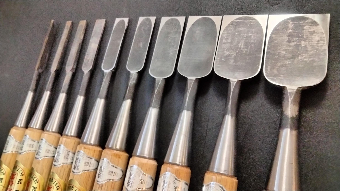 Vintage Chisel Set Minamoto Nobusada Oire Nomi 10pcs | Made in Japan | Unused