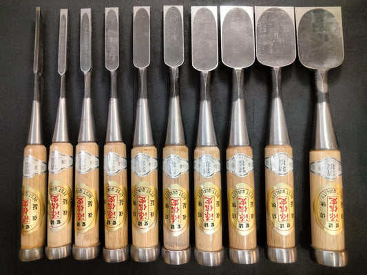 Vintage Chisel Set Minamoto Nobusada Oire Nomi 10pcs | Made in Japan | Unused