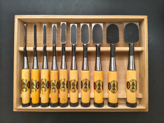 Vintage Chisel Set Fujimasa Oire Nomi 10pcs | Made in Japan | Unused