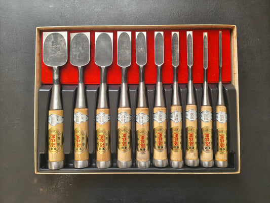 Vintage Chisel Set Minamoto Nobusada Oire Nomi 10pcs | Made in Japan | Unused