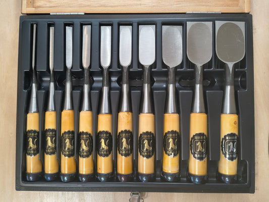 Vintage Chisel Set Kitsune Oire Nomi 10pcs | Made in Japan | Unused